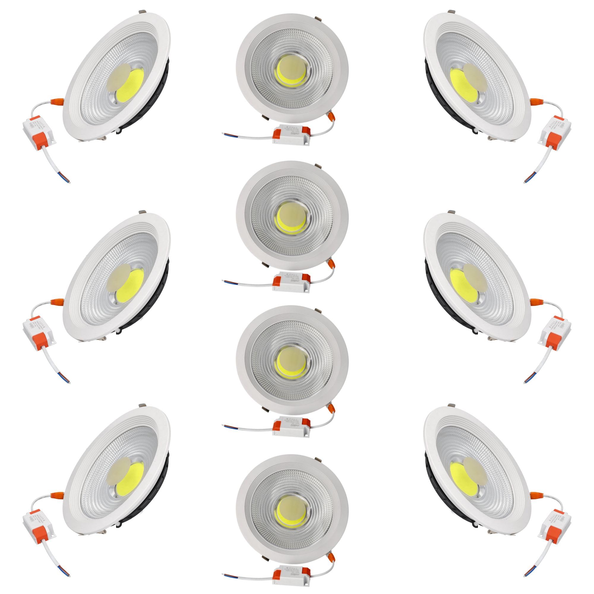 10x downlight LED cob empotrar, 30w 3000lm, luz natural 4200k