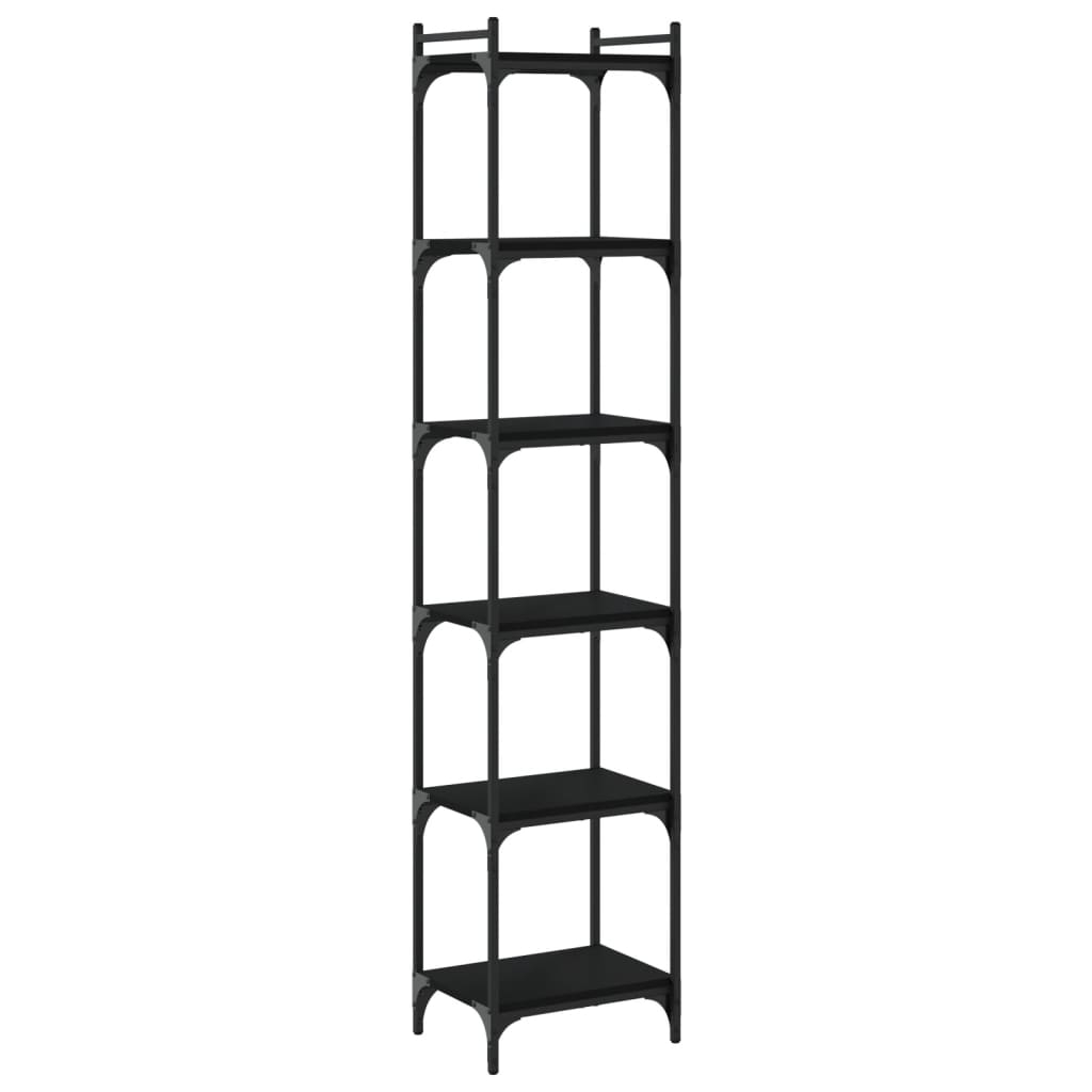 vidaXL librería de 6 estantes madera de ingeniería negro 40x30x188 cm
