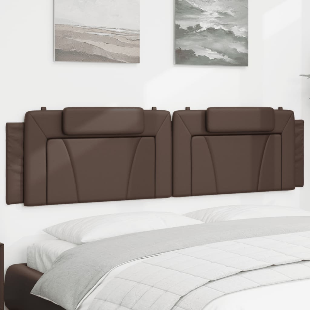 Cabecero de cama acolchado cuero sintético marrón 200 cm eerf2597