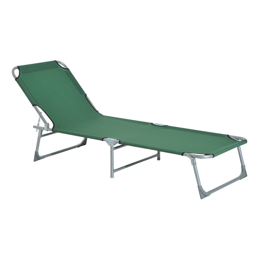 Tumbona plegable 187x58x28 cm tela oxford, metal color verde Outsunny