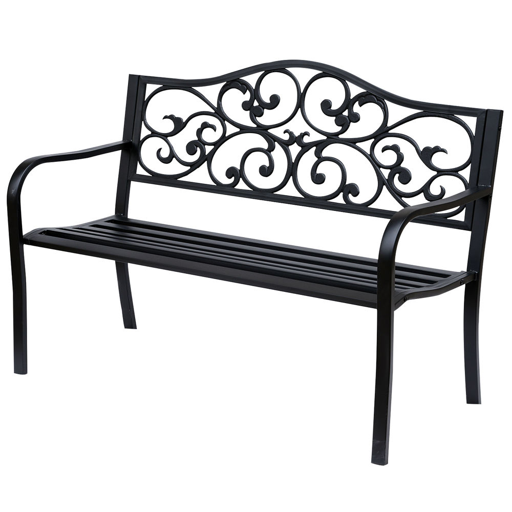 Banco de jardín 127x60x89 cm acero Outsunny