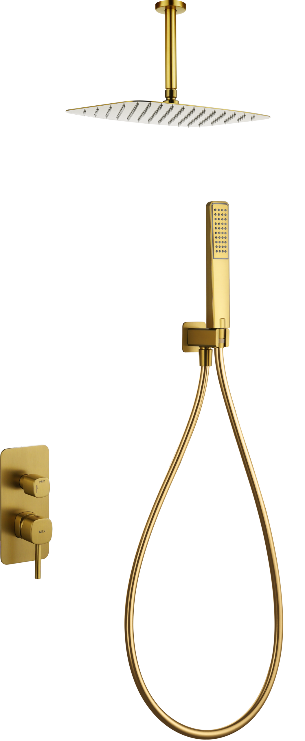 Conjunto ducha monomando empotrado arezzo oro cepillado [ imex® ]