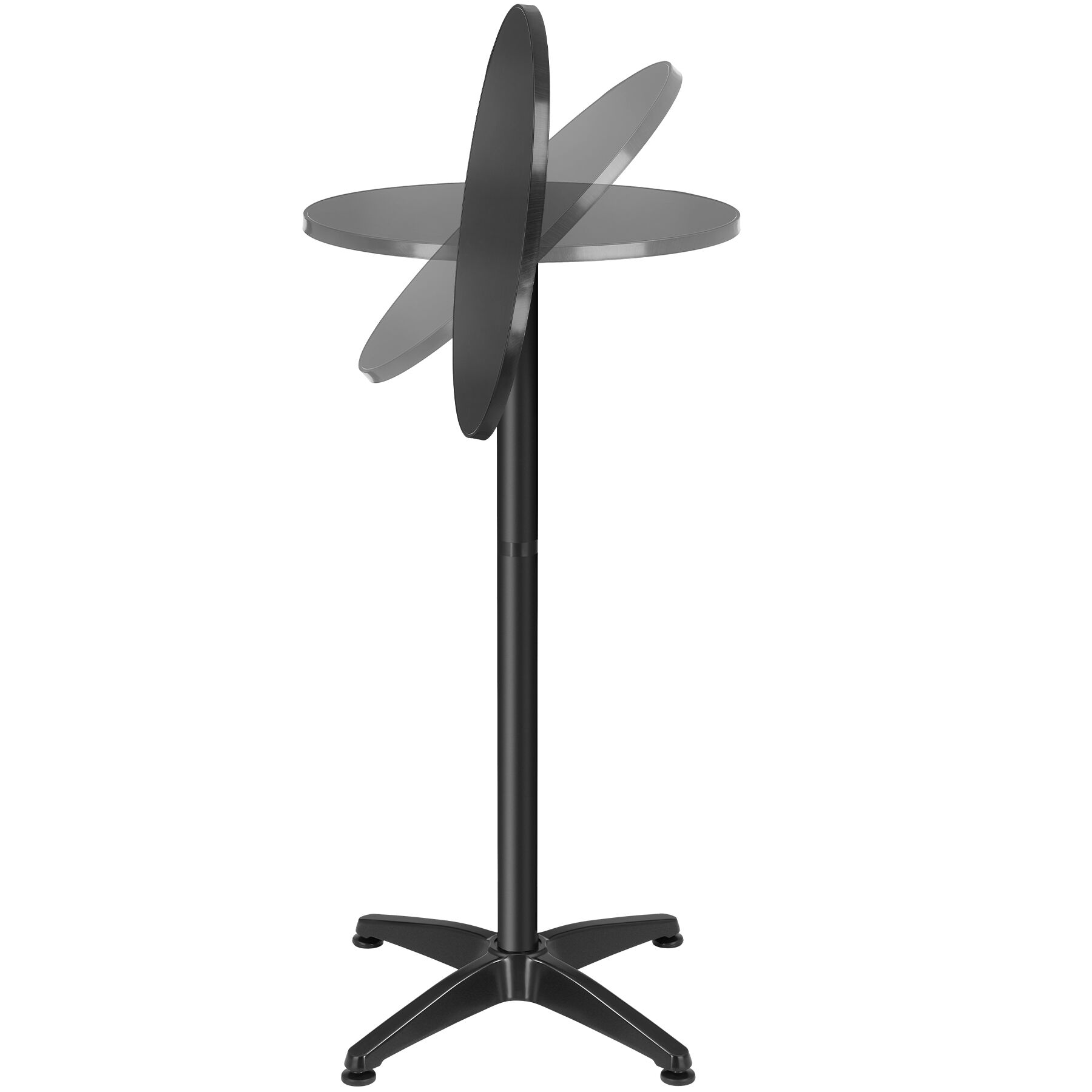 Tectake mesa bistró, aluminio, plegable, resistente, 67x67x75/115 cm, negro