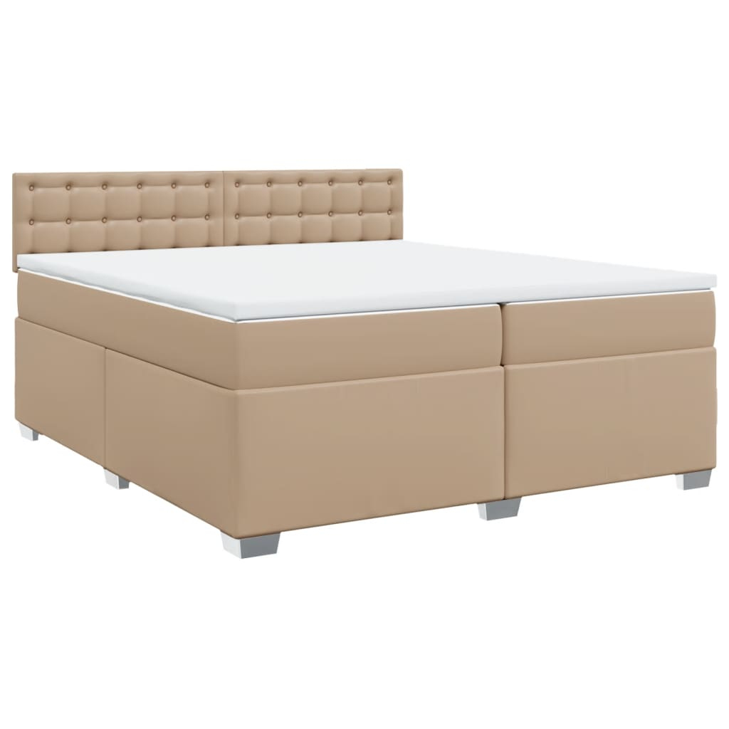 vidaXL cama box spring con colchón cuero sintético capuchino 200x200cm