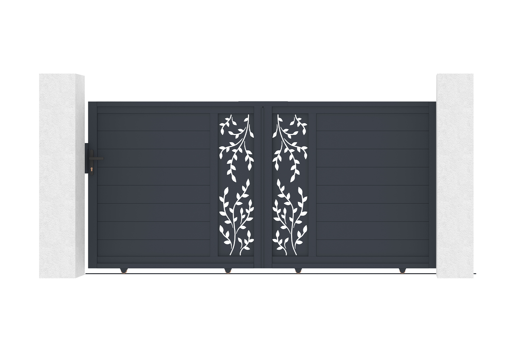 Puerta corredera folya de 3 m, 140 cm de altura, aluminio gris.