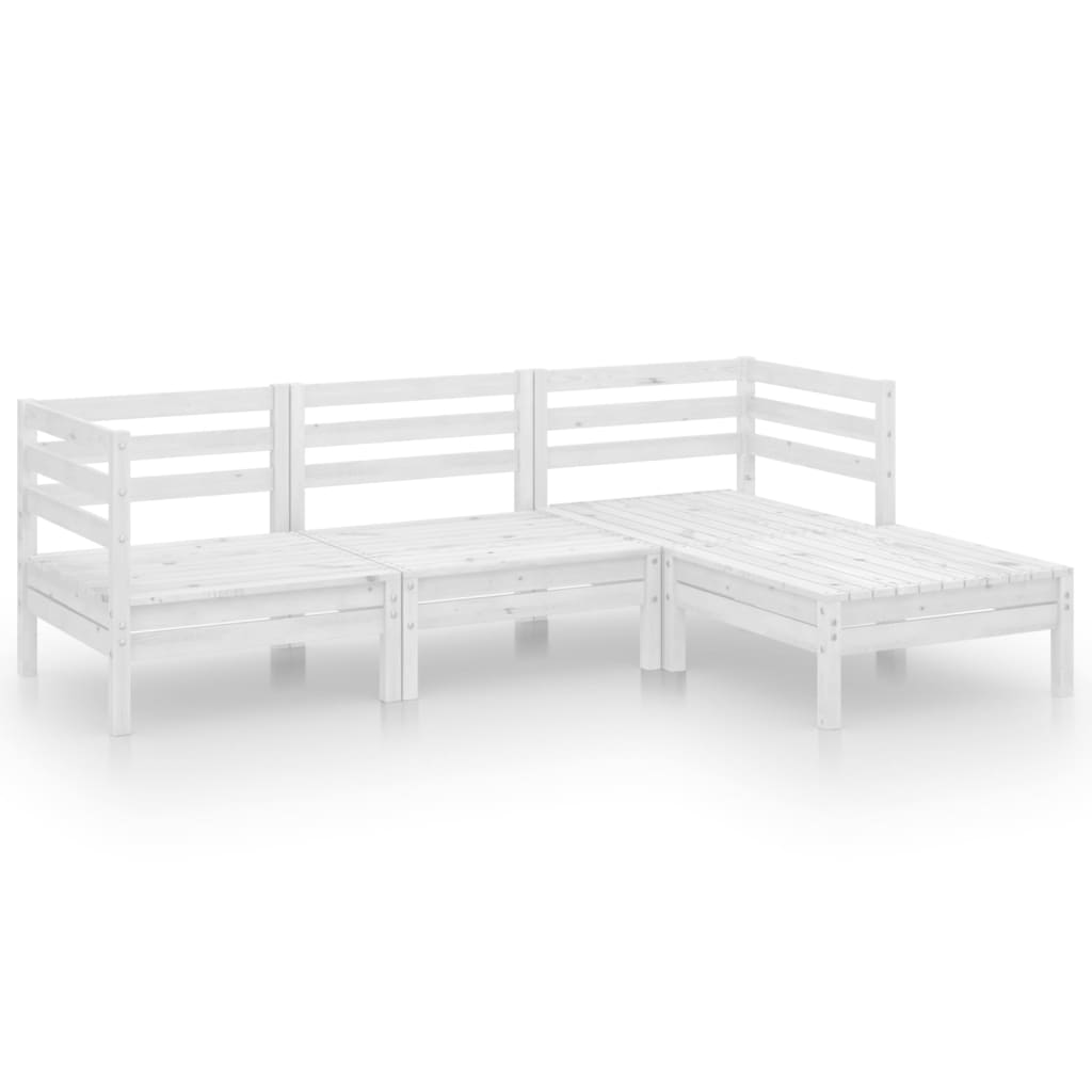 vidaXL juego de muebles de jardín 4 piezas madera maciza pino blanco