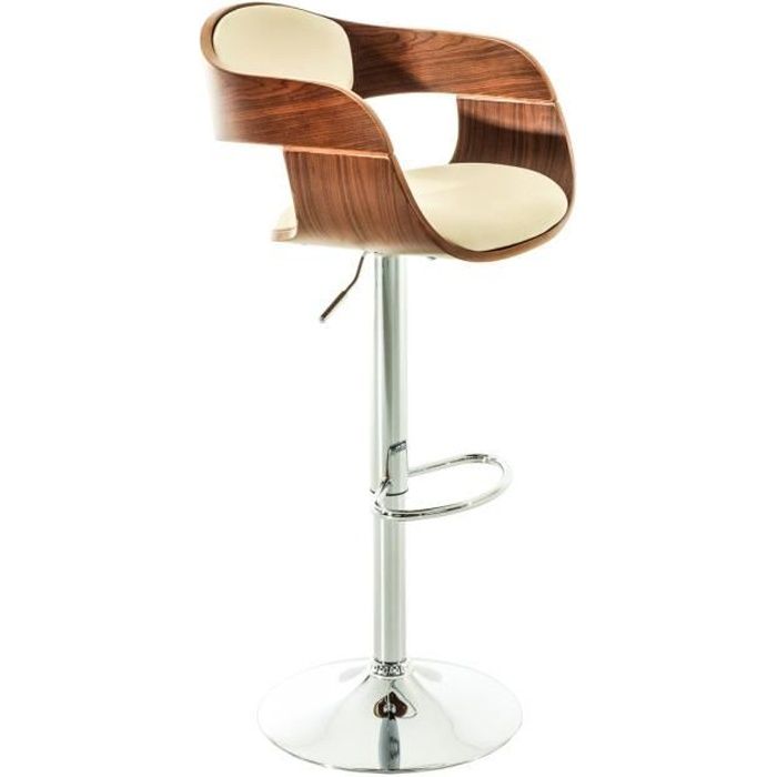 Taburete de bar kingston - altura ajustable - crema nogal 88-102 cm
