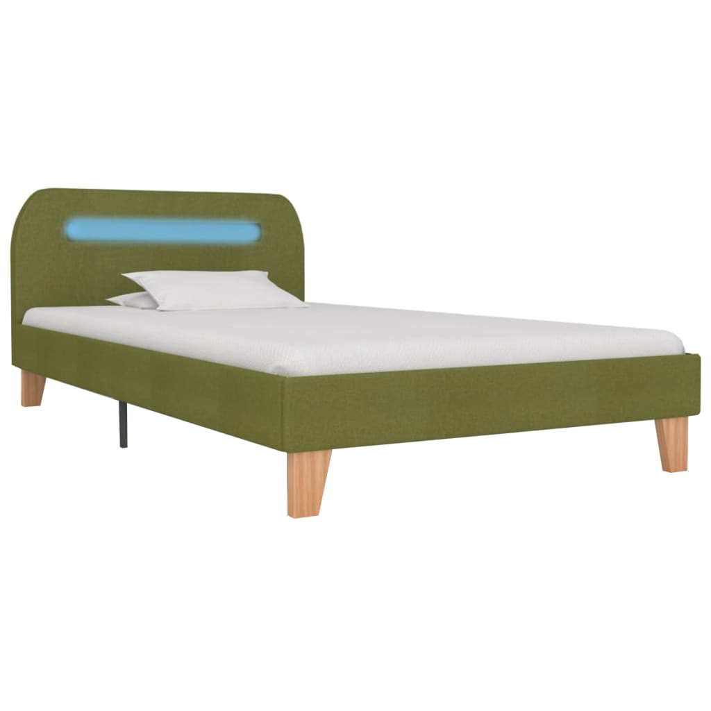vidaXL estructura de cama con LED sin colchón tela verde 90x200 cm