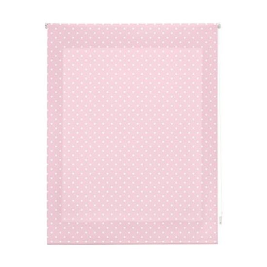 Estor enrollable premium 130x180 rosa con motas blancas