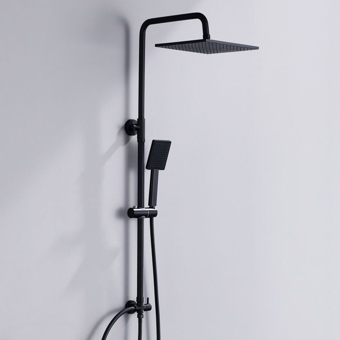 Columna de ducha negra sin mezclador - altura ajustable 72-110 cm - con cab