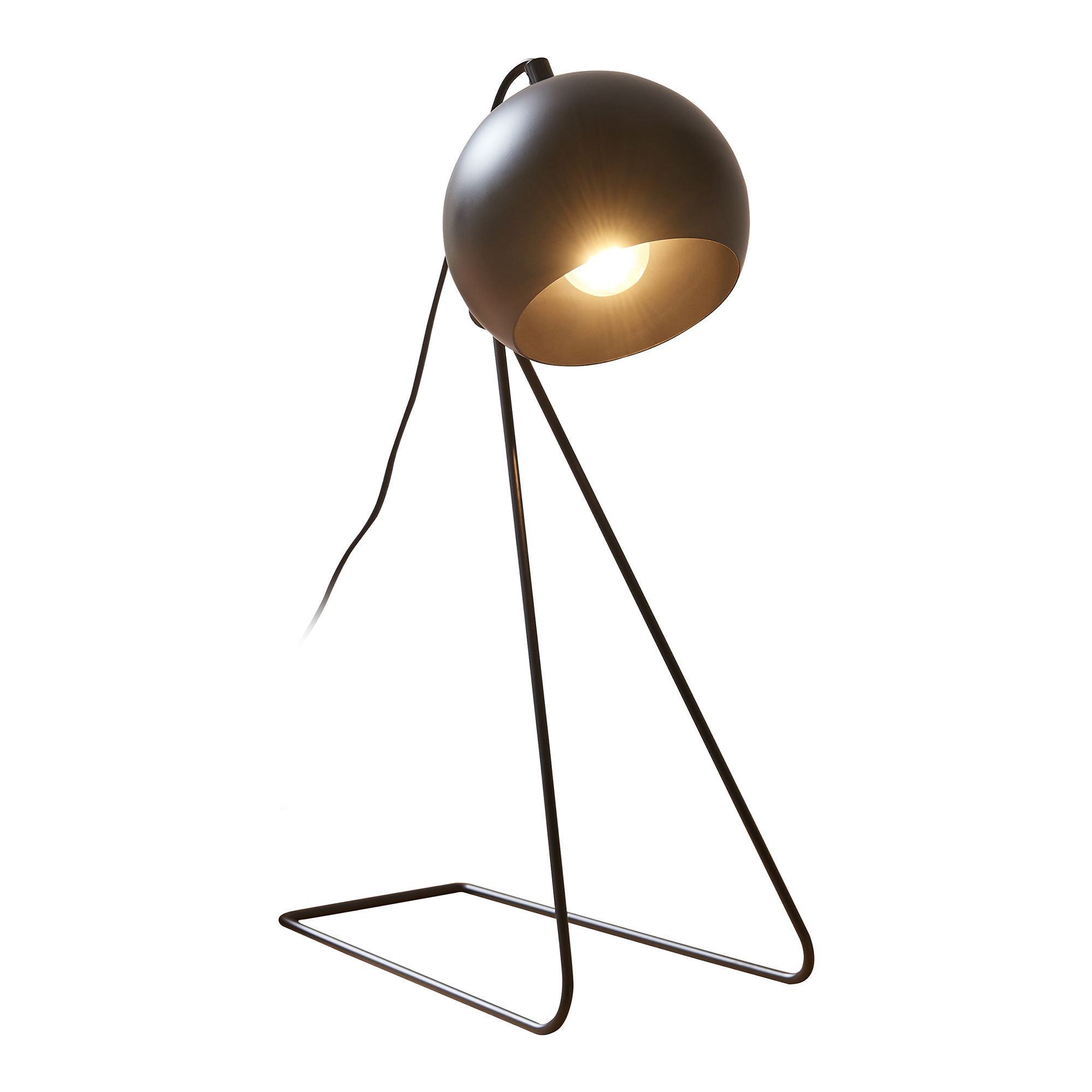 Lámpara de mesa oldibro pantalla esférica 1xe14 metal 45x28x15cm - negro