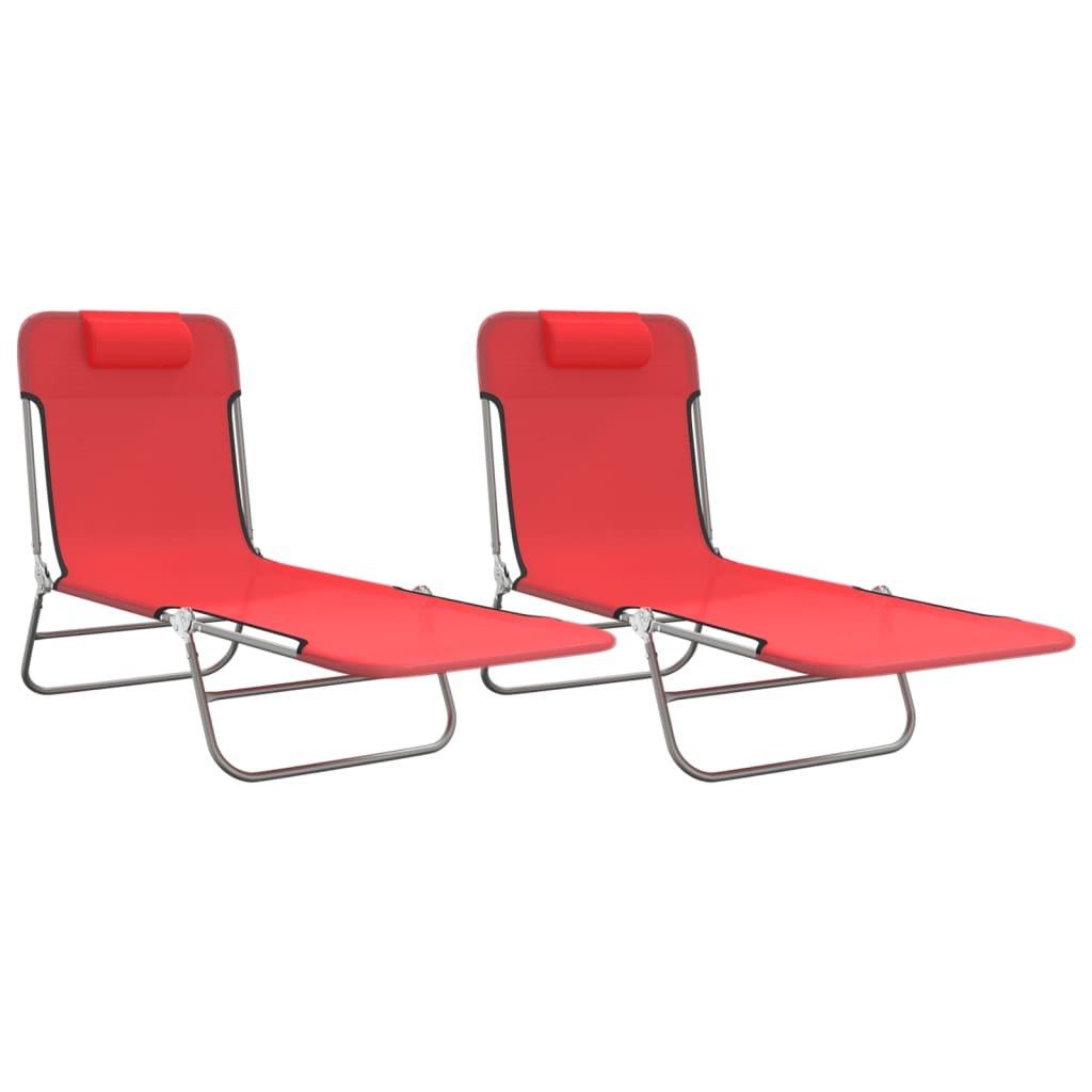 vidaXL tumbonas plegables 2 uds acero y textilene rojo