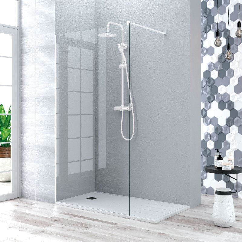 Mampara fija ducha 70 cm 1 hoja manacor blanco transparente 70 cm