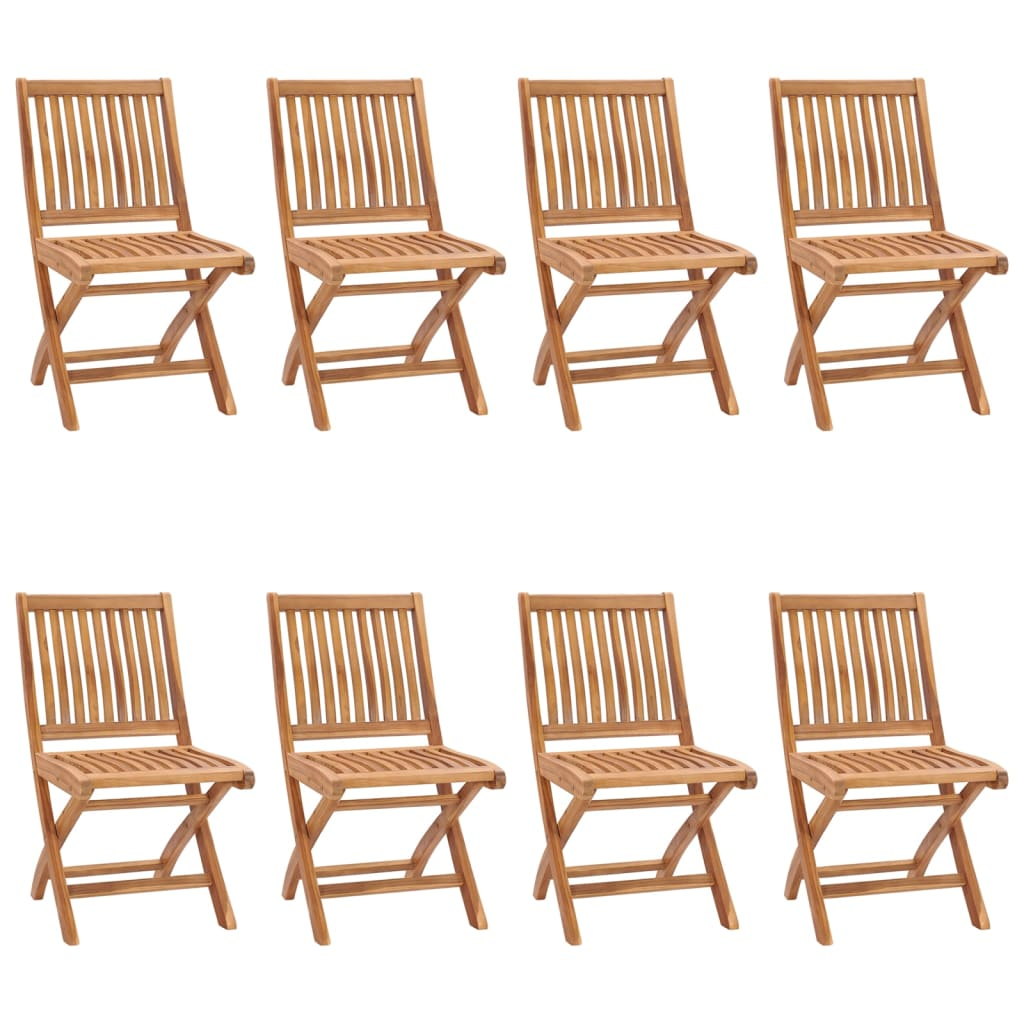 vidaXL sillas de jardín plegables 8 unidades madera maciza de teca
