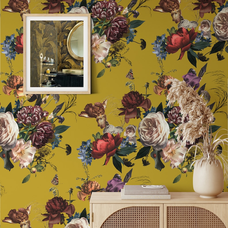Papel pintado floral renacentista