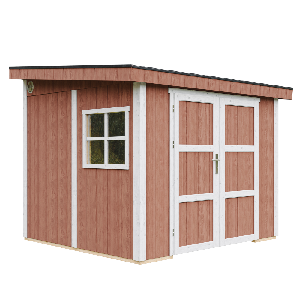 Caseta de jardín Timbela m938b-redwood red, 5,9 m², premium, sin suelo