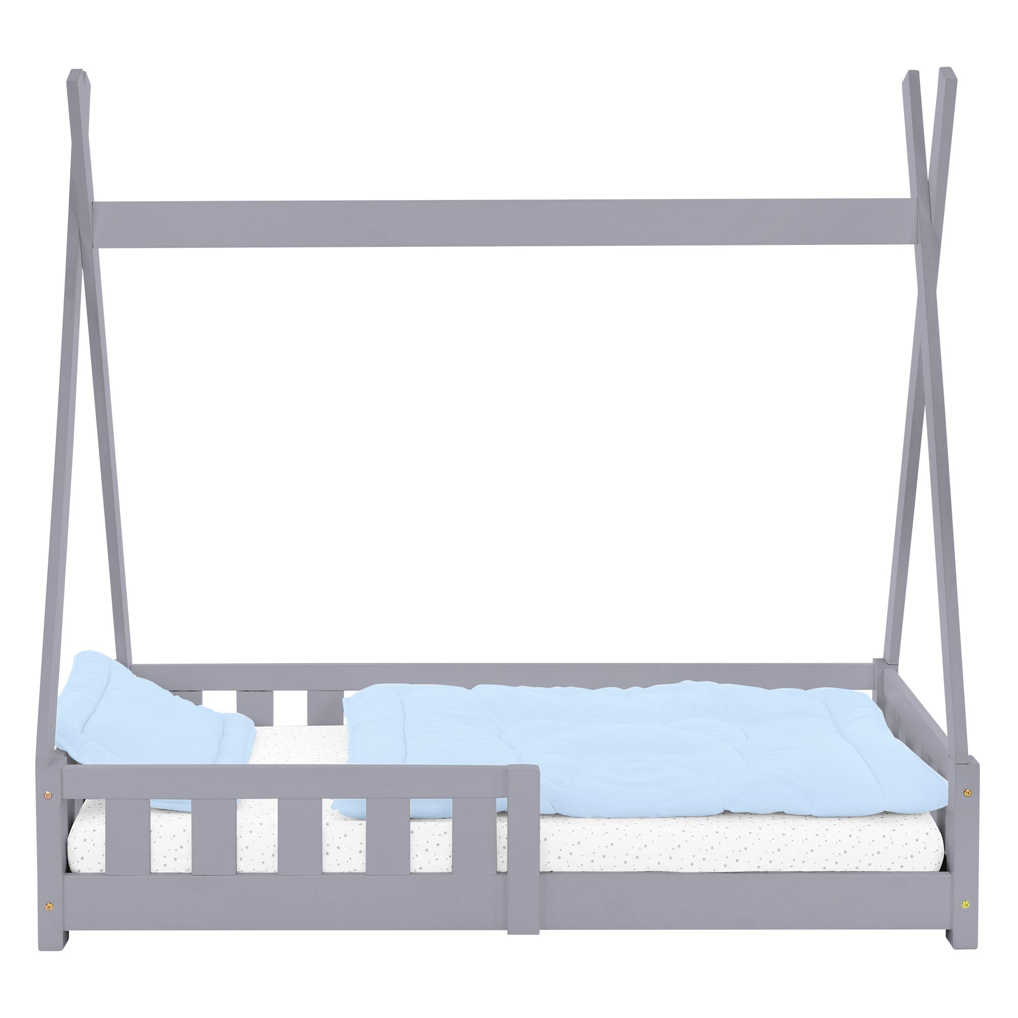 Cuna con protección anticaída 70x140cm gris claro ecd germany