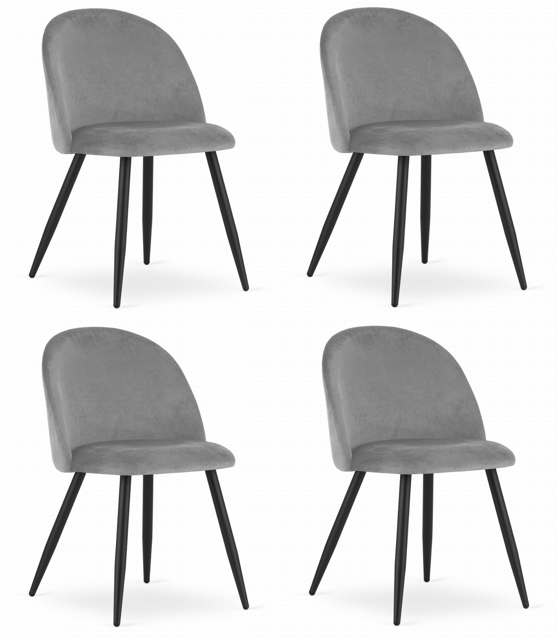 Silla valora bello, terciopelo gris claro, diseño moderno (x4)