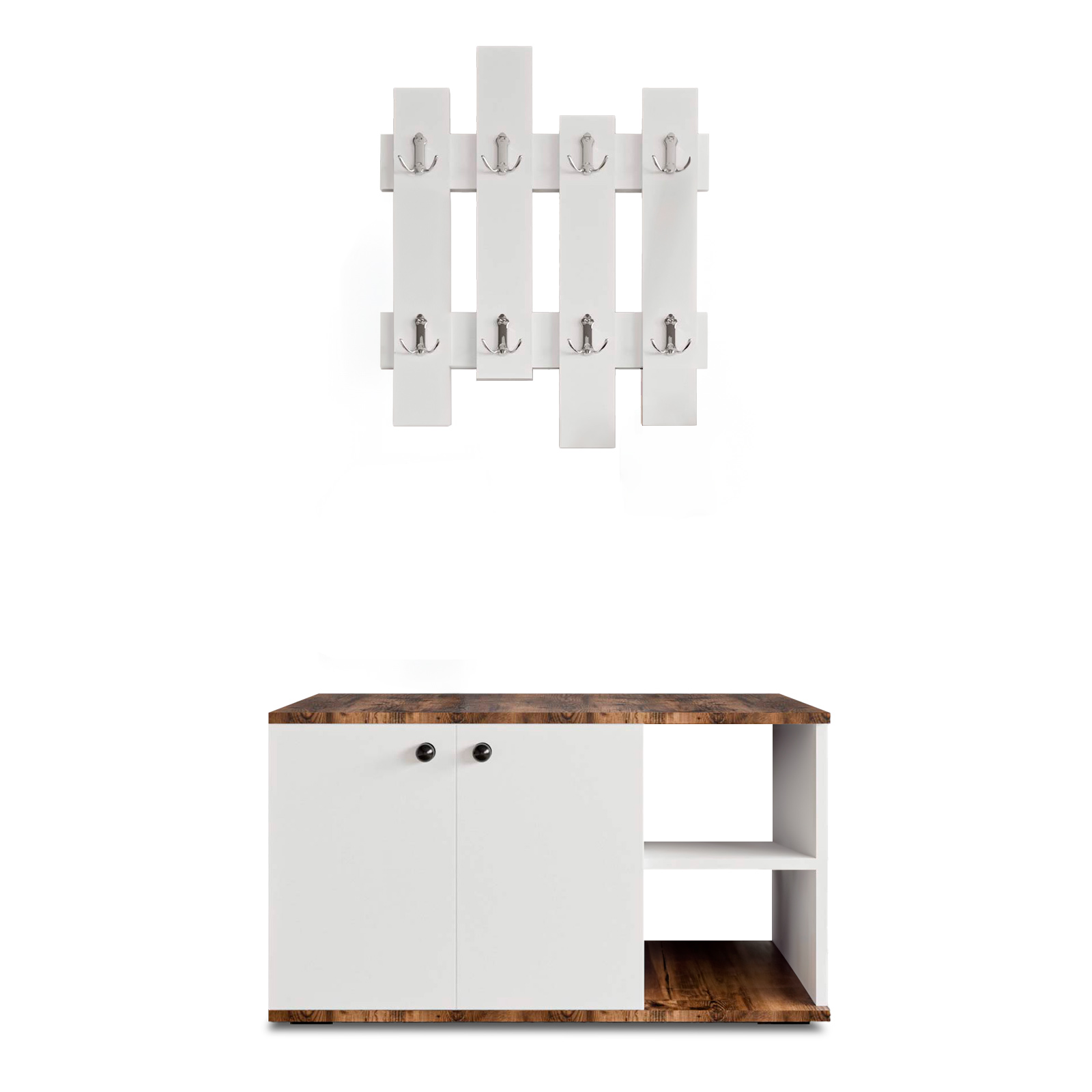 Armario multiusos - zapatero catterhouse kavala blanco-marrón 90x32x53 cm c