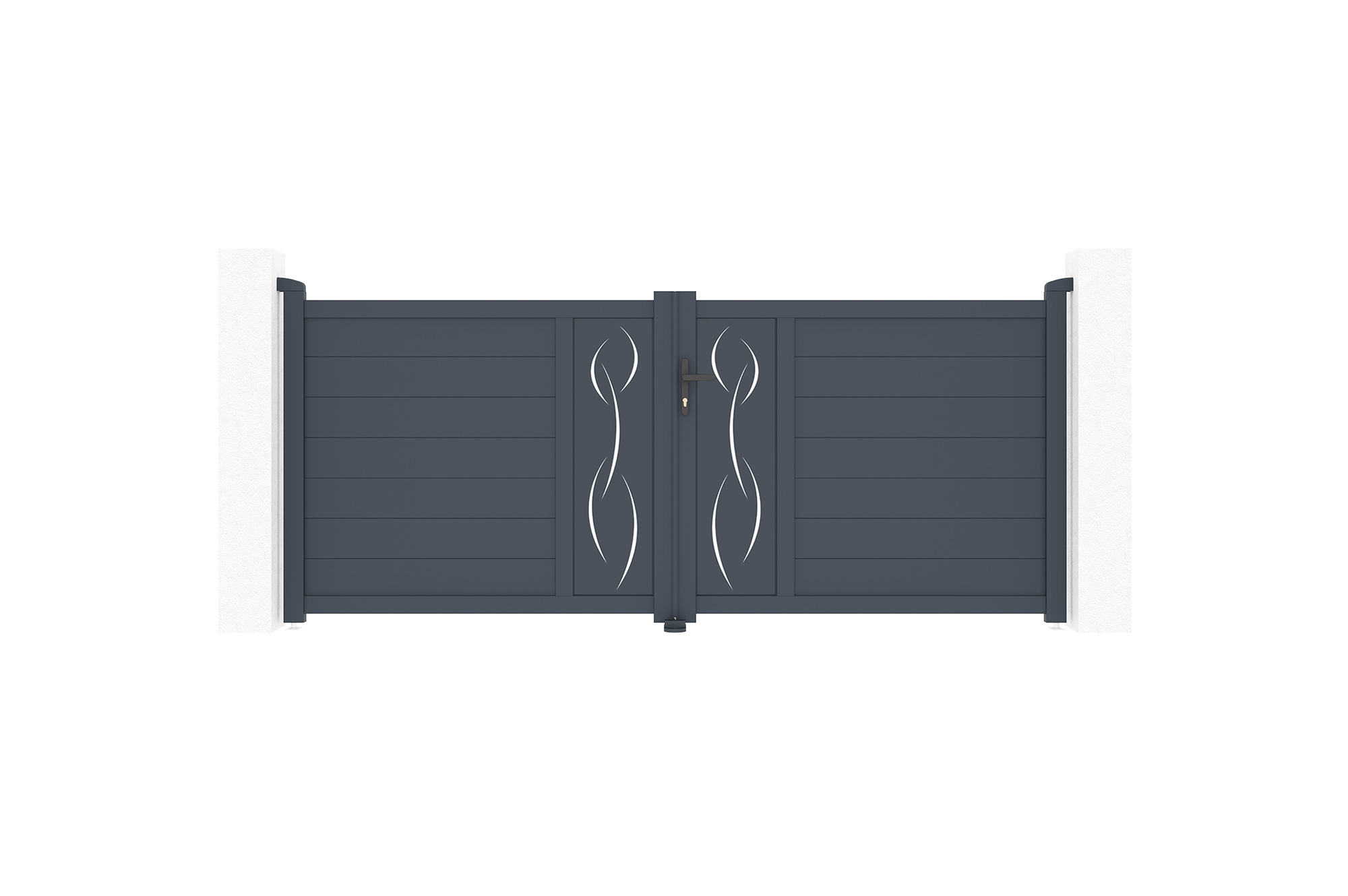 Puerta abatible 3m life al.120cm aluminio gris + 2 postes 20x20cm al.166cm
