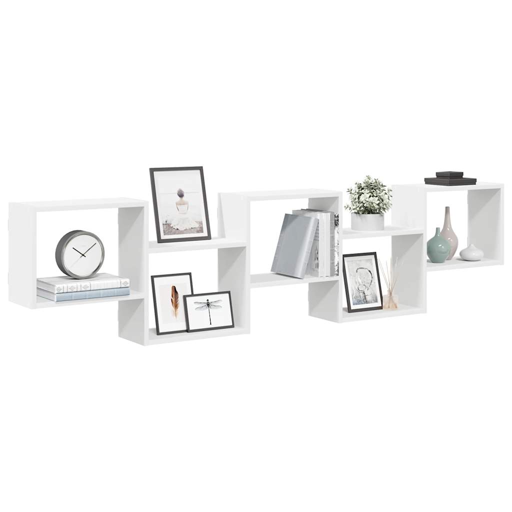 Estante cubo de pared 5 compartimentos madera ingeniería blanco