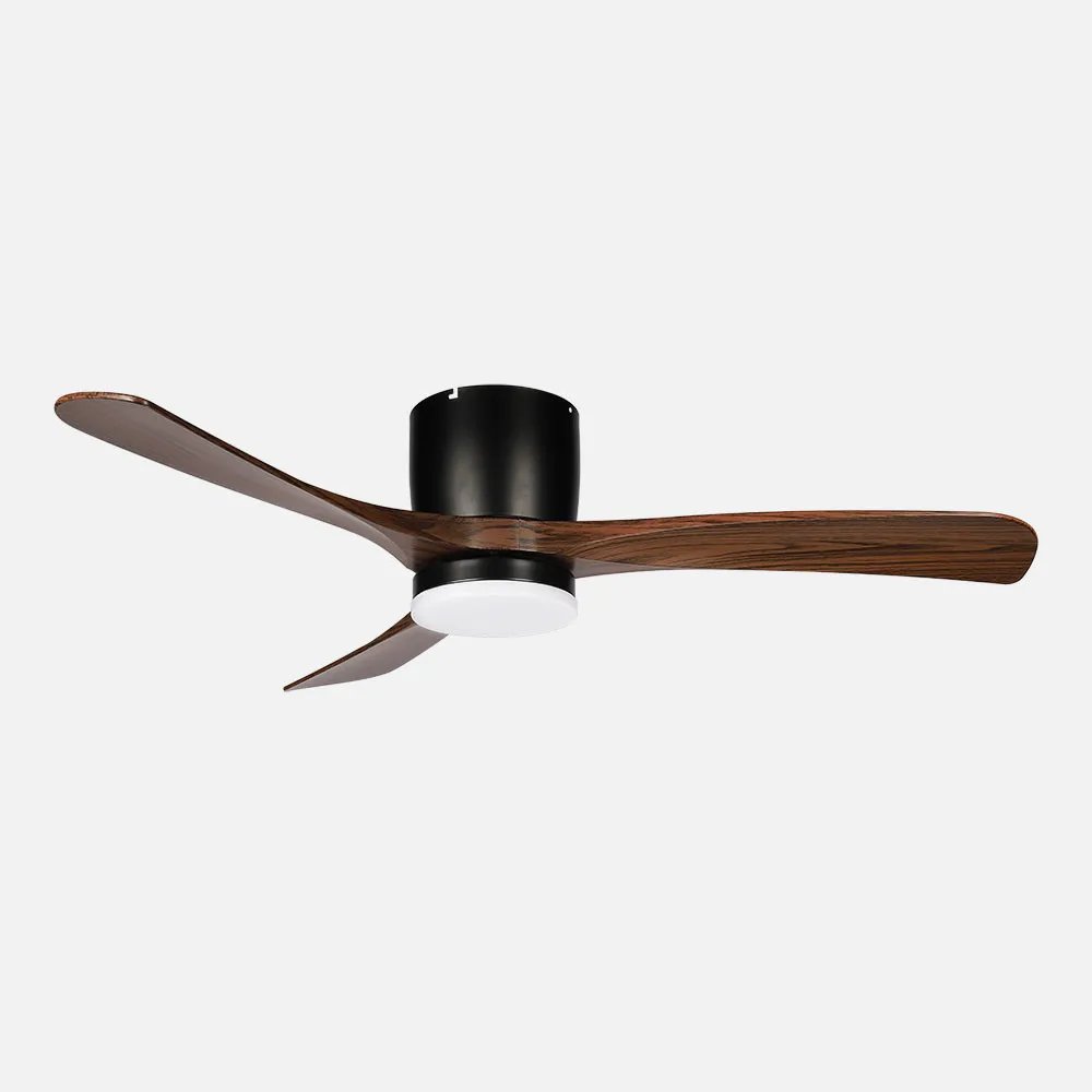 Ventilador dc paterna 18w negro/roble 3aspas 6vel 117d luz opcional 2250lm