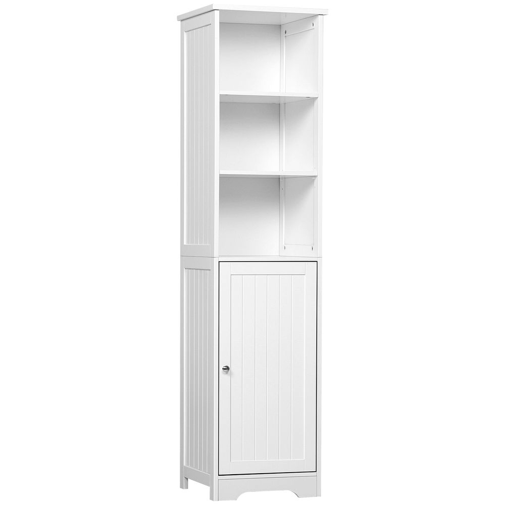 Armario alto de baño 40x38x160cm mdf color blanco kleankin, hogar - baño