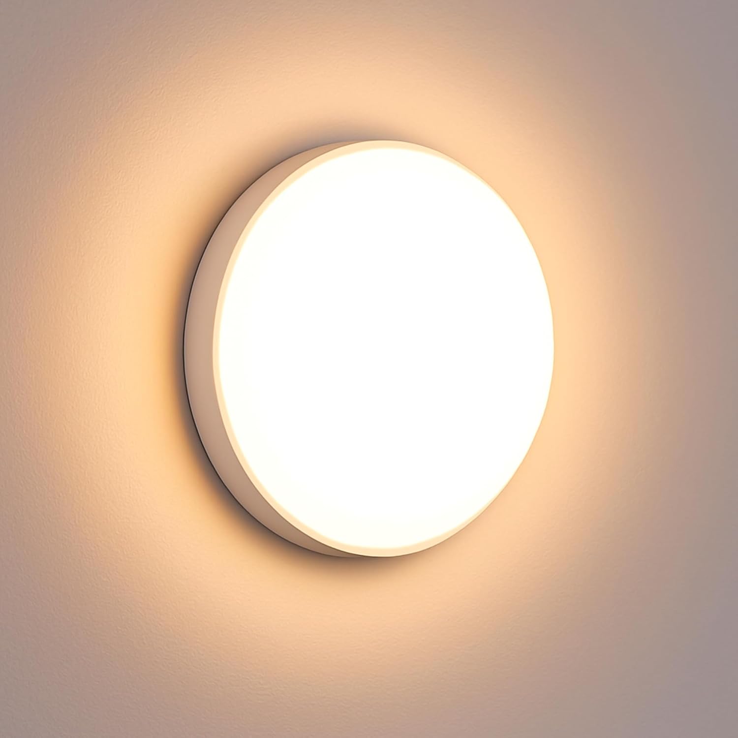 Plafón LED techo exterior, ø175mm, 12w, 1200lm, ip65, blanco, luz cálida