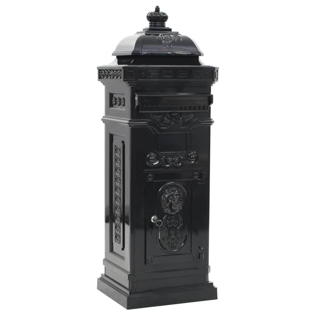 Buzón vintage de aluminio negro resistente a la corrosión