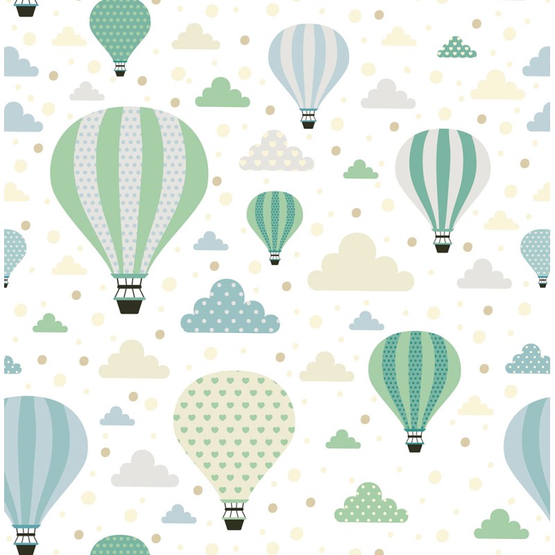 Papel pintado infantil globos vintage 60cm por 300cm