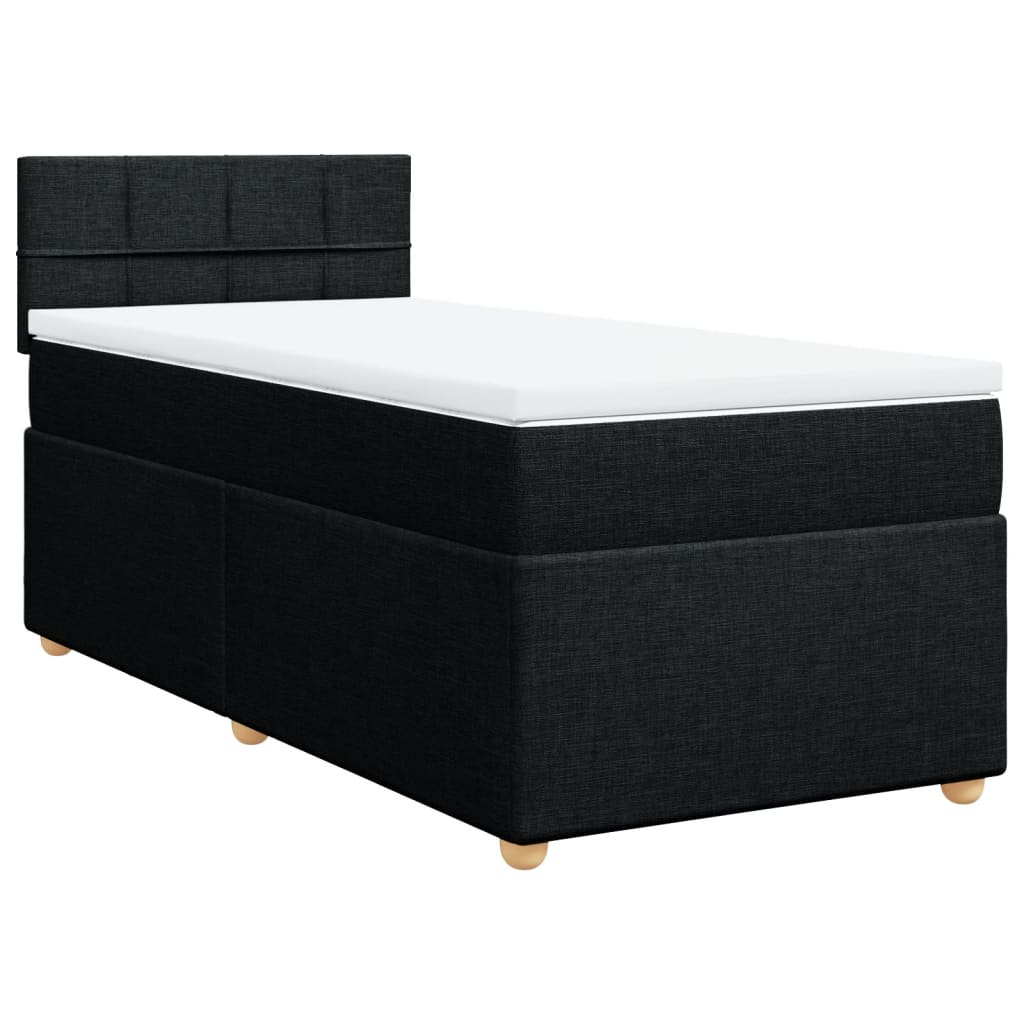 vidaXL cama box spring individual con colchón tela negro