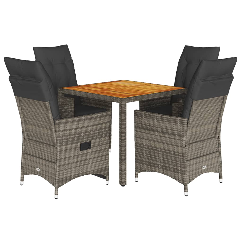 vidaXL set comedor de jardín 5 piezas con cojines ratán sintético gris
