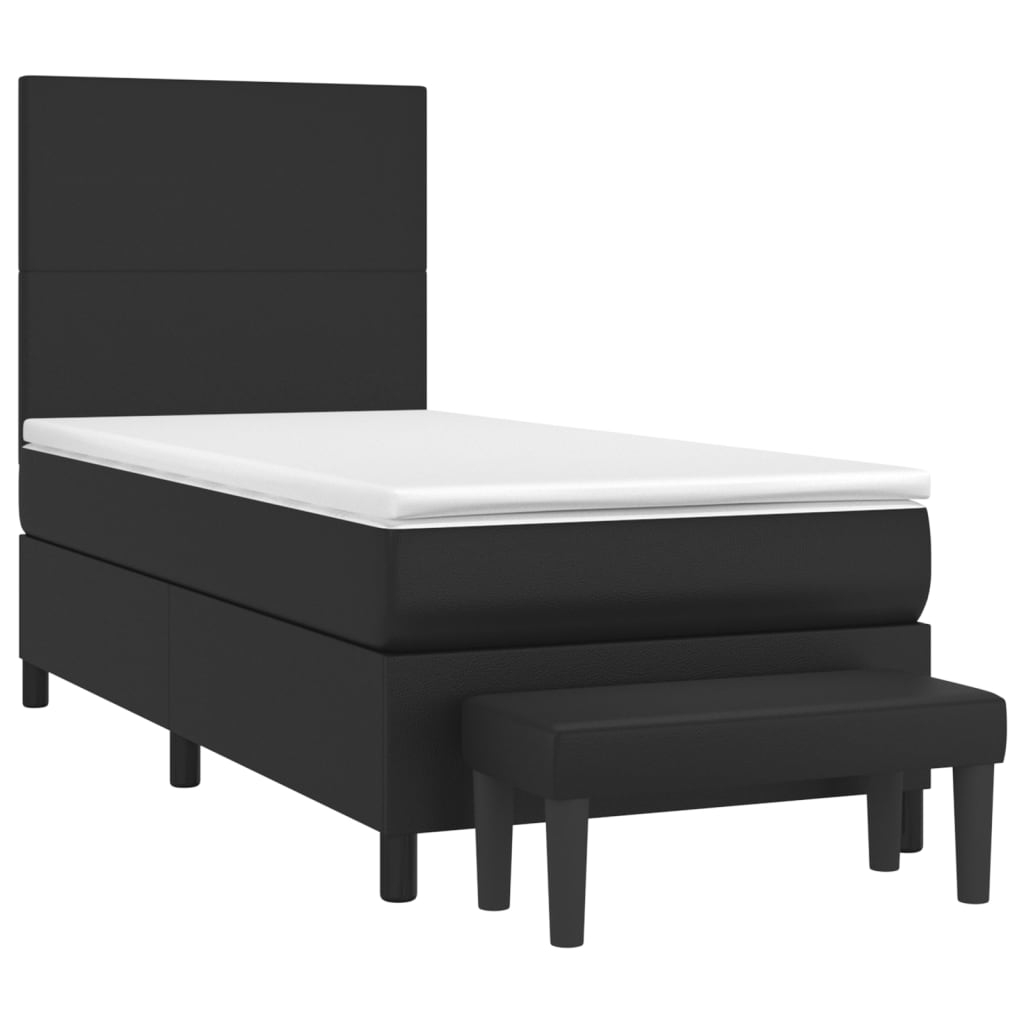 vidaXL cama box spring con colchón cuero sintético negro 80x200 cm