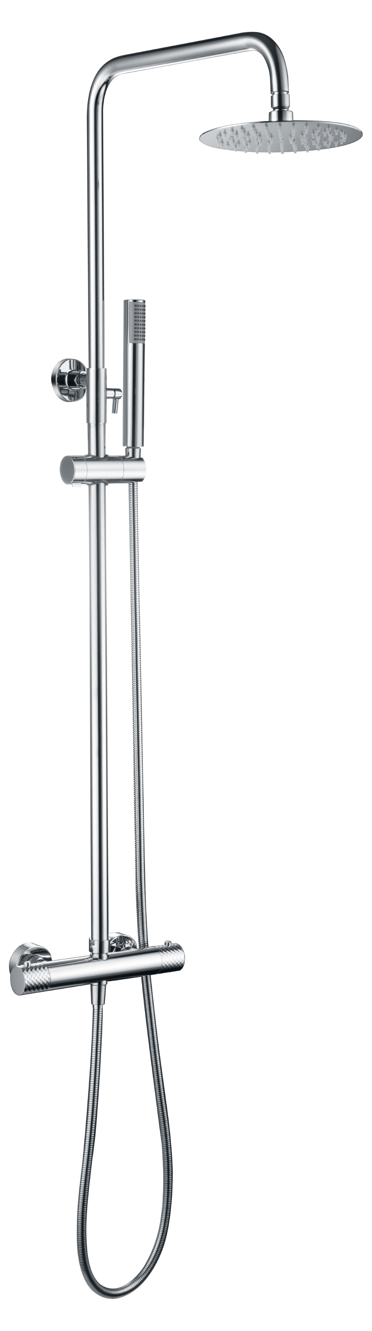 Columna de ducha extensible, termostatico rociador extraplano cromo