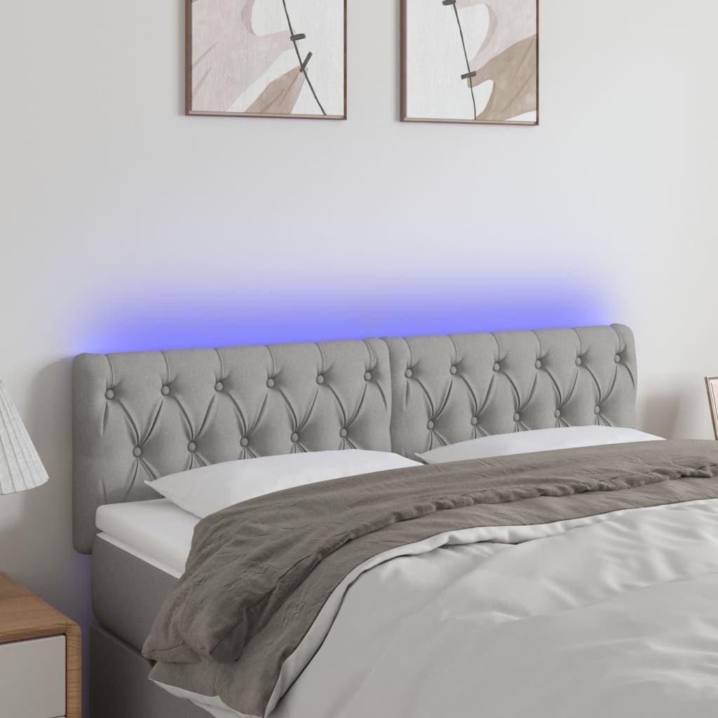 Cabecero con LED de tela gris claro 160x7x78/88 cm eso5315