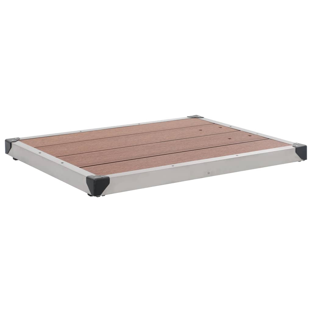 vidaXL plato de ducha de jardín wpc acero inoxidable marrón 80x62 cm
