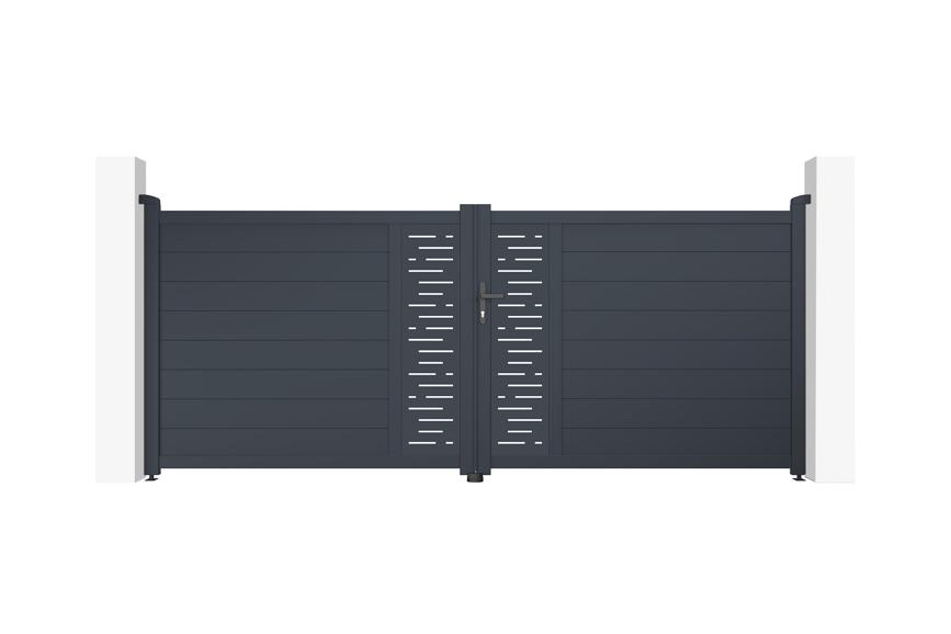 Puerta batiente regulable ancho 3,5m arlberg h.140cm aluminio gris