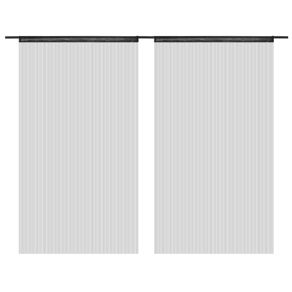 Cortinas de flecos 2 piezas 140x250 cm negras es6934