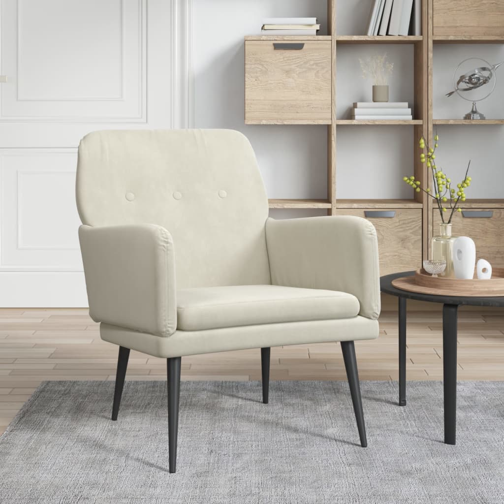 Sillón de terciopelo crema 62x79x79 cm qweo7284