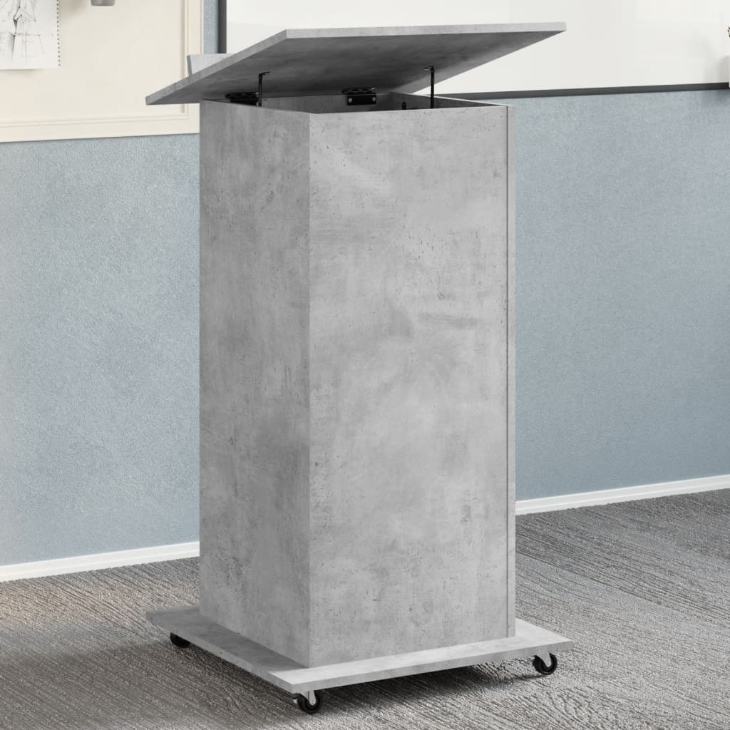 Atril con ruedas y cajón madera ingeniería hormigón 55x55x107cm eerf3851