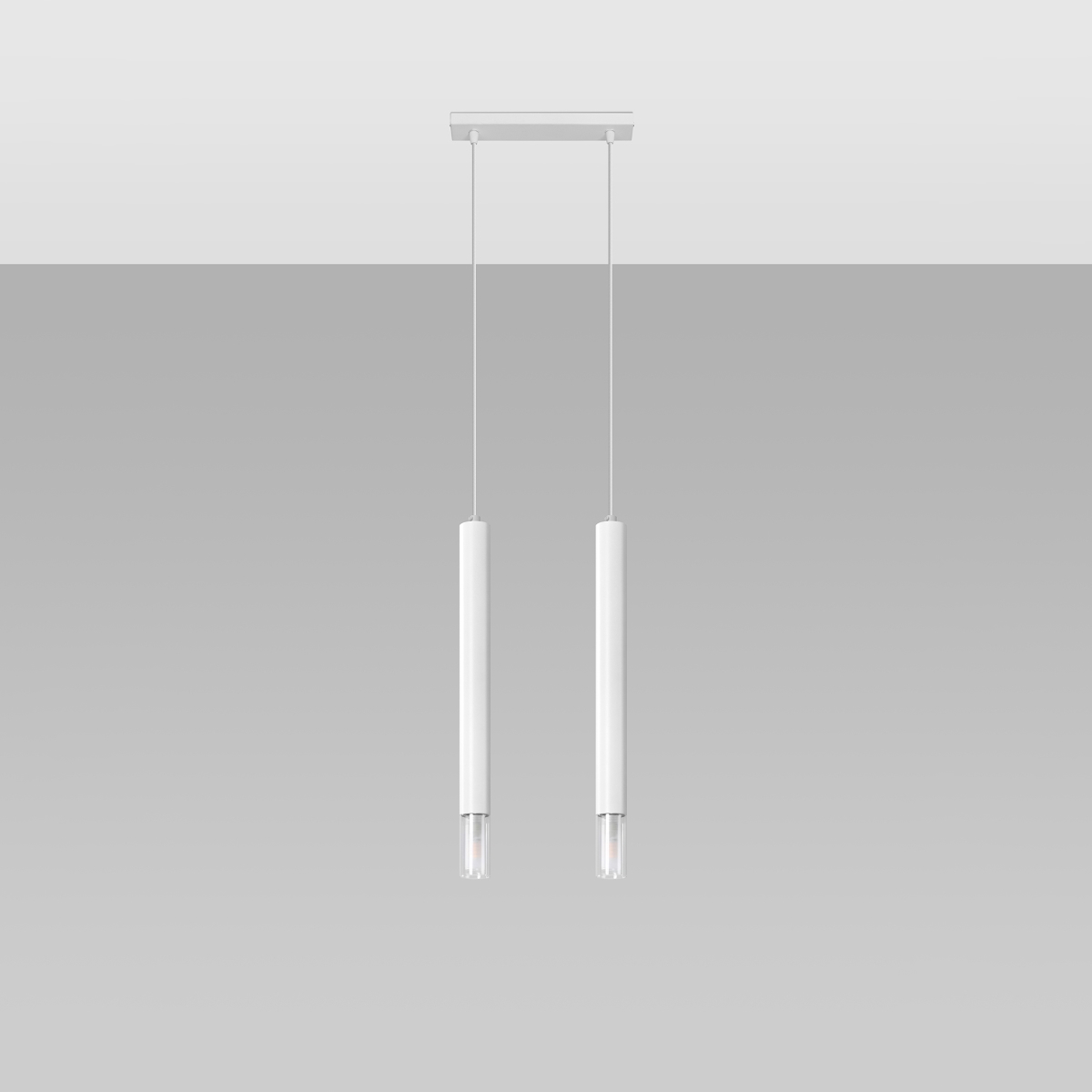 Lámpara coLGante wezyr 2 blanco acero/vidrio 30x120x6cm