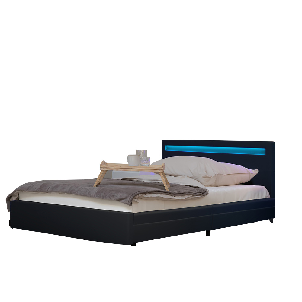 Cama LED con cajones nube - 140 x 200 cm gris oscuro