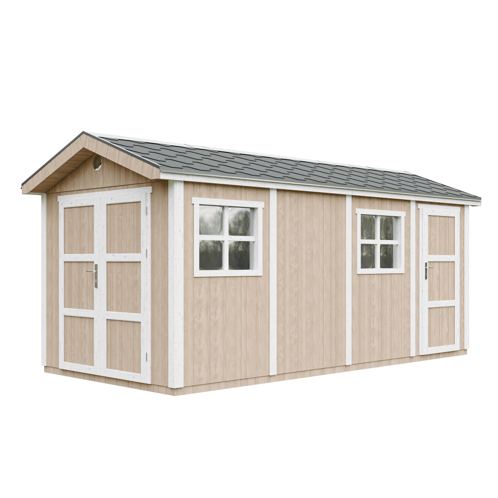 Caseta de jardín Timbela m915c-terra brown, 11,47 m², premium, con suelo