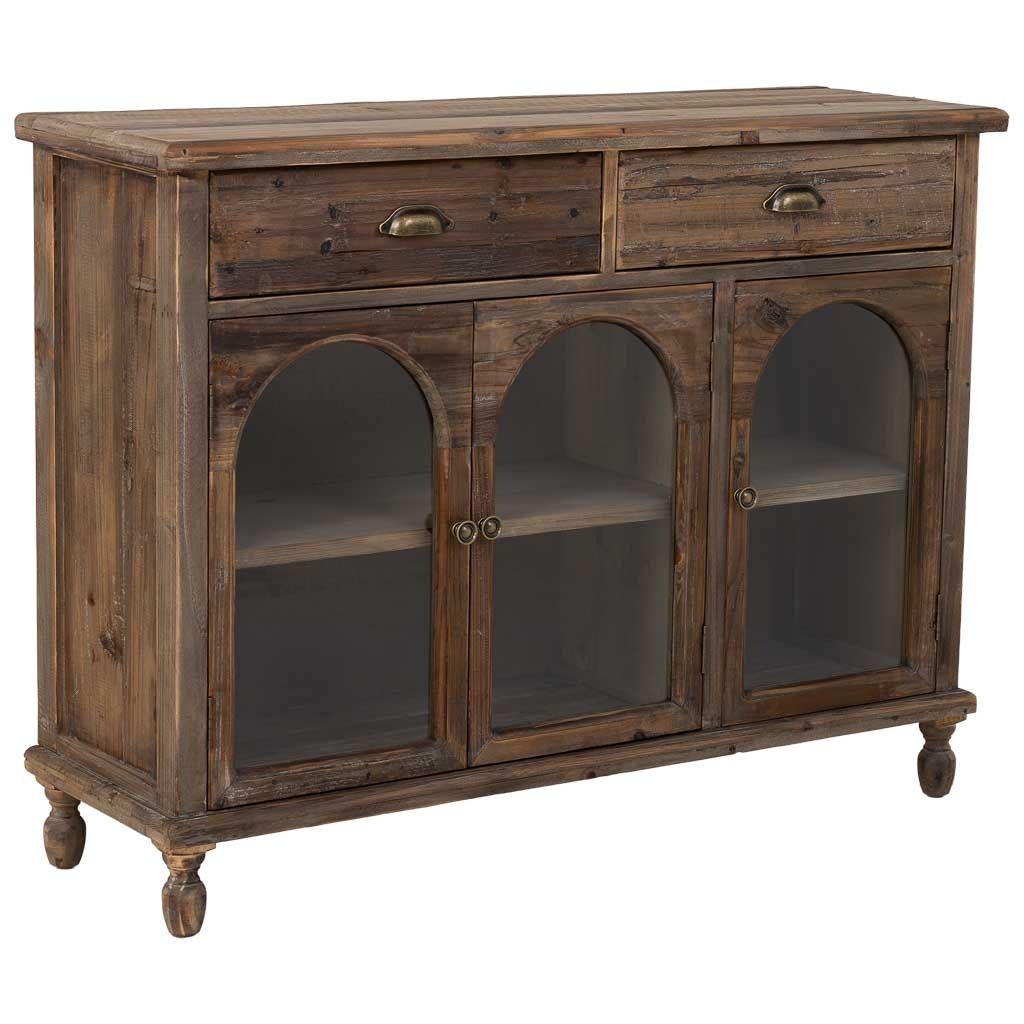 Aparador de madera con 2 cajones y 3 puertas 120x38x90h cm
