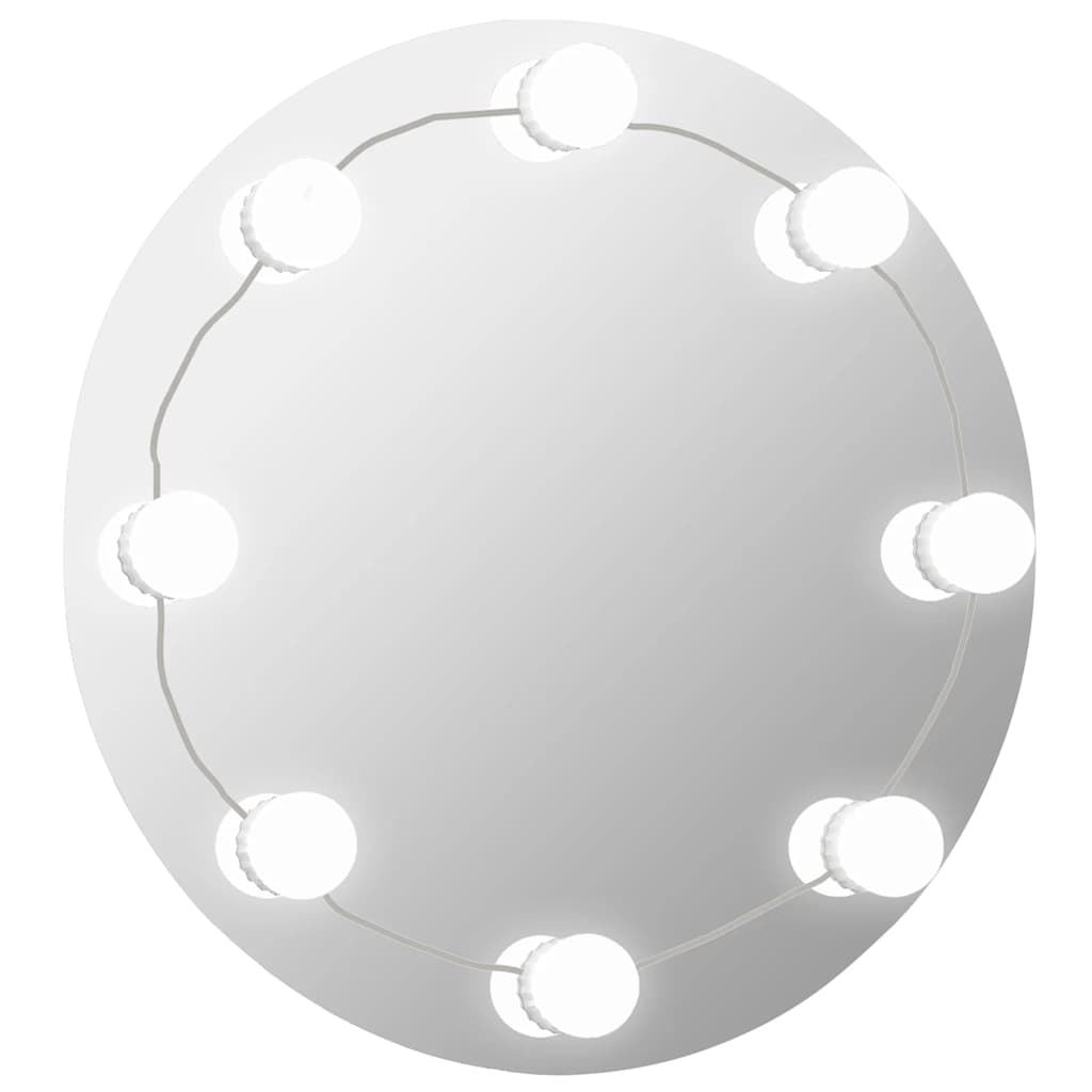 vidaXL espejo de pared con luces LED redondo de vidrio