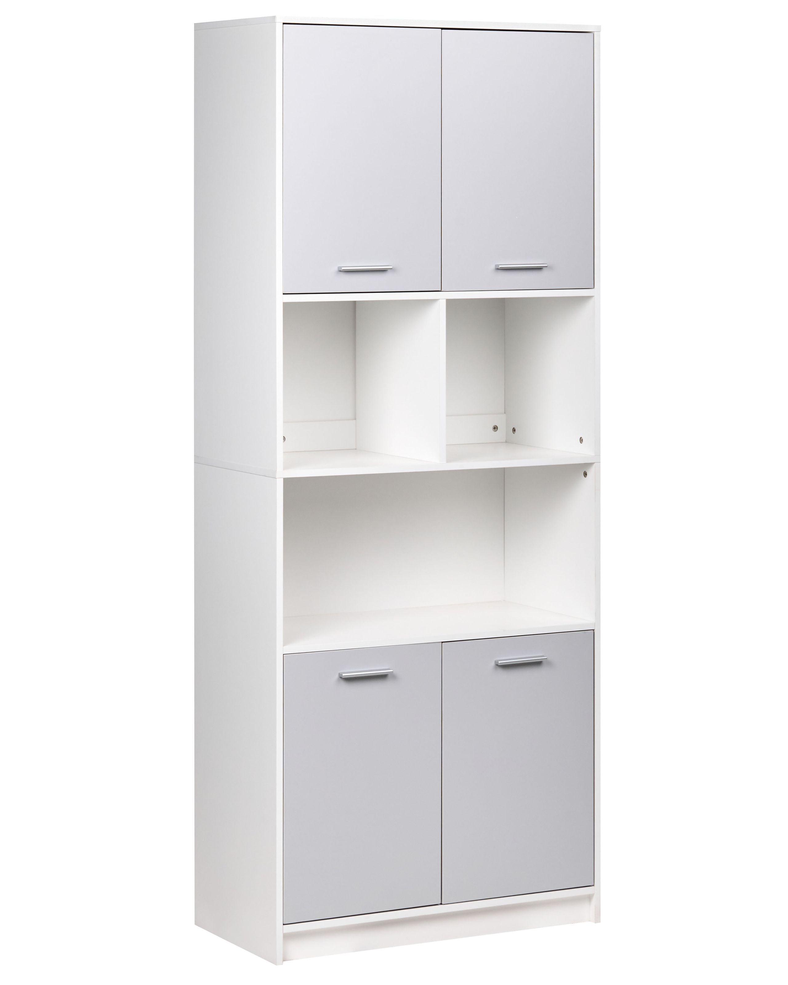 Estantería de 4 puertas zehna gris/blanco