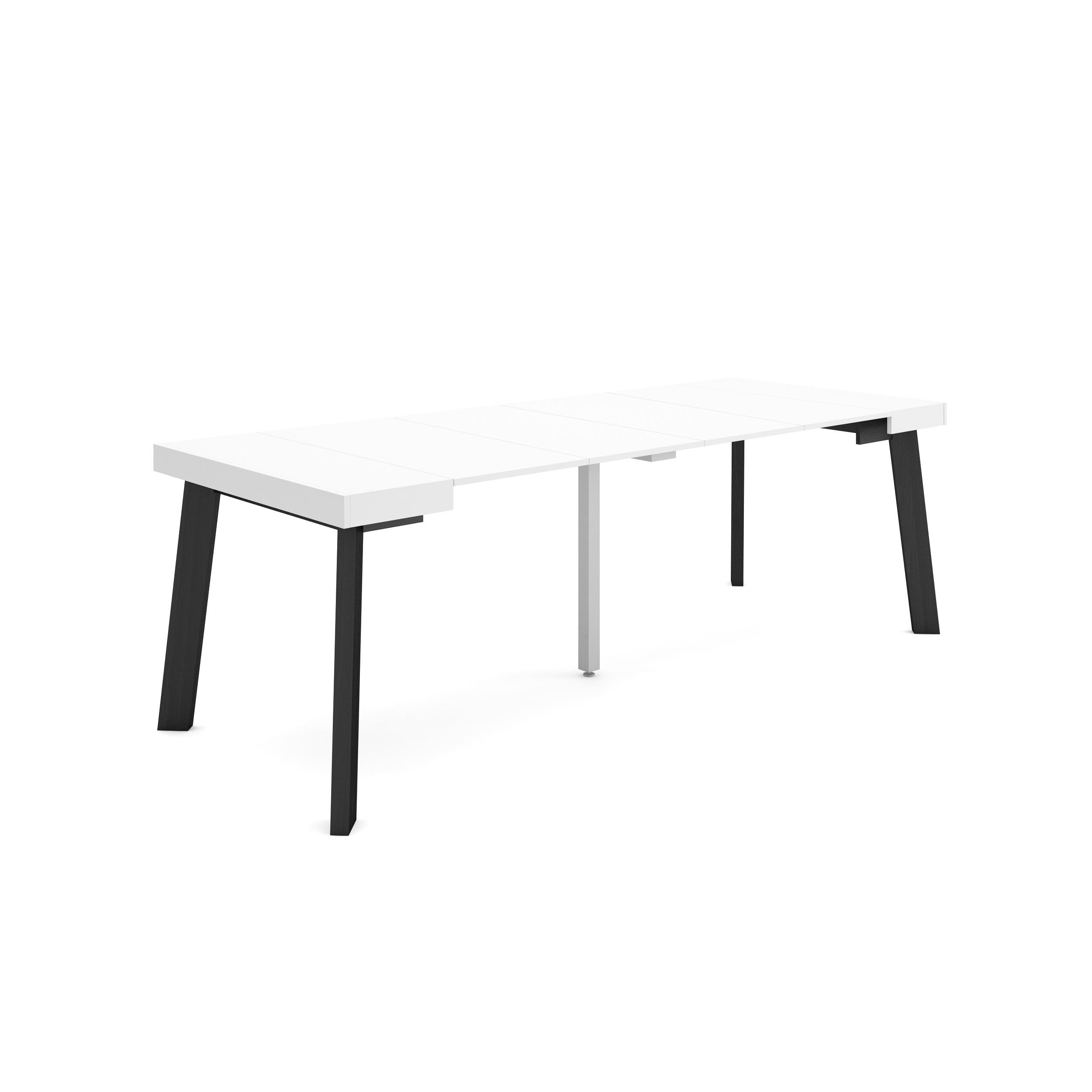 Mesa consola extensible, 58/222x90x73cm, blanco, patas de madera rf3069