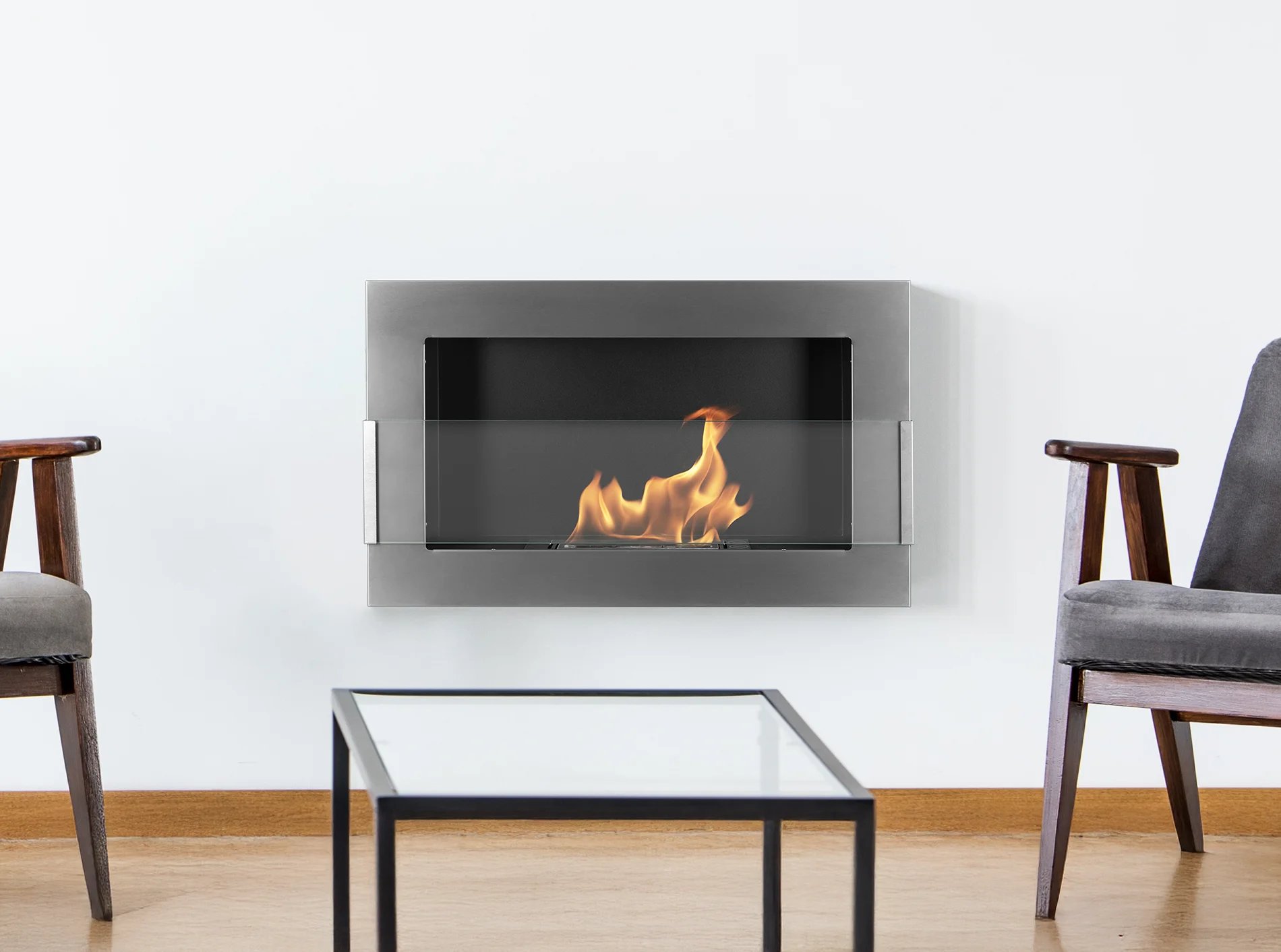 Chimenea bioetanol inox 65x40 cm con cristal