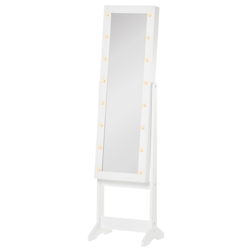 Joyero pie con espejo 36x30x136 cm mdf color blanco Homcom