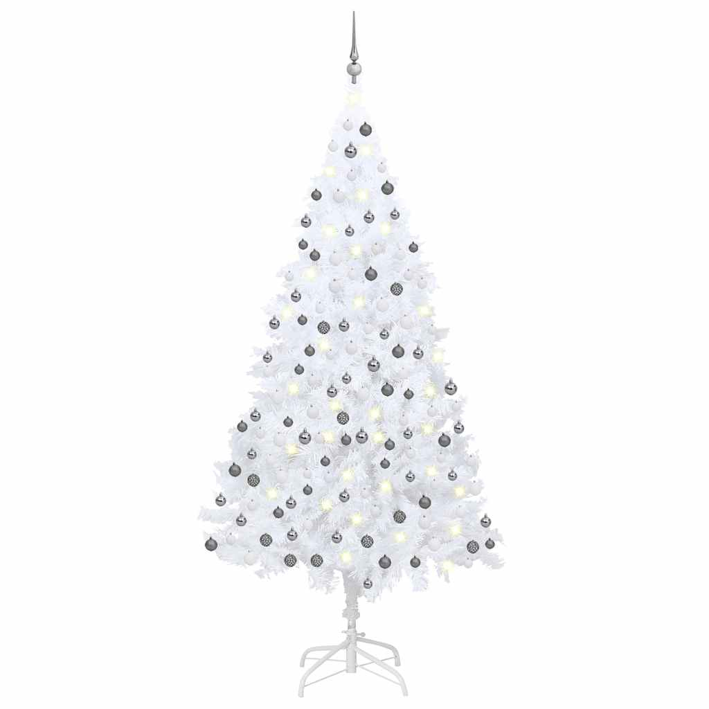 vidaXL árbol de navidad preiluminado con luces y bolas blanco 240 cm
